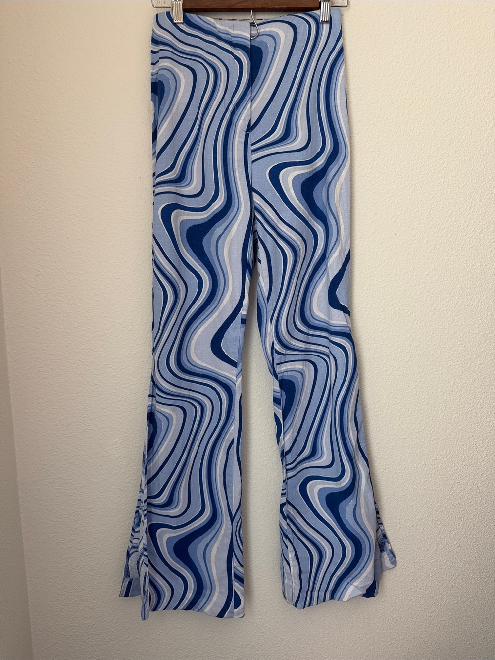 Zara Groovy Swirl Pants Linen Blend